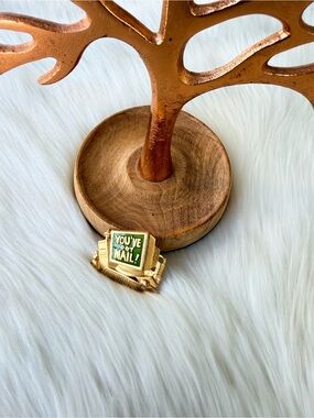 Gold-Tone 'You've Got Mail' Computer Brooch with Green Enamel Screen
